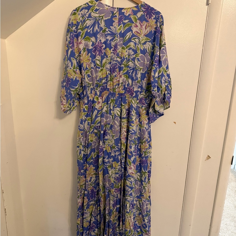 entro Floral Maxi Dress in Blue, Green, Lavender - Picture 5 of 5